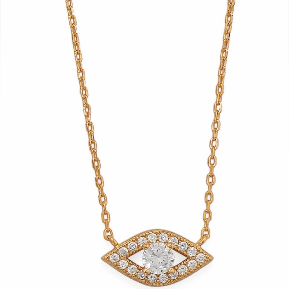 14 KARAT GOLD PLATED CZ EVIL EYE NECKLACE